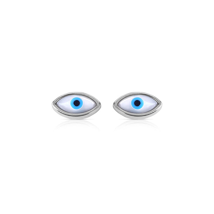Silver Evil Eye Studs