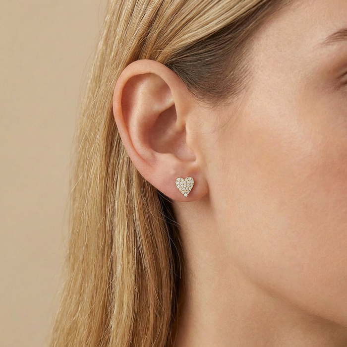 Diamond Heart Studs Pave