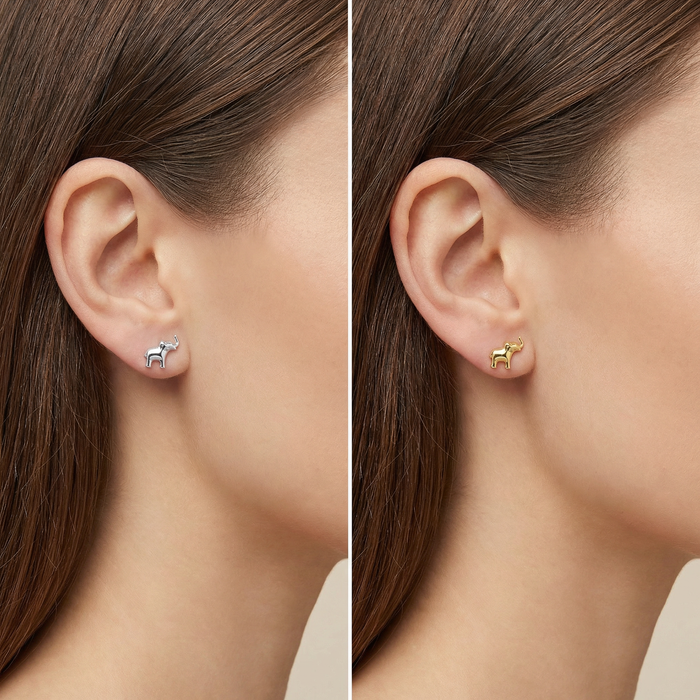 Silver Elephant Studs
