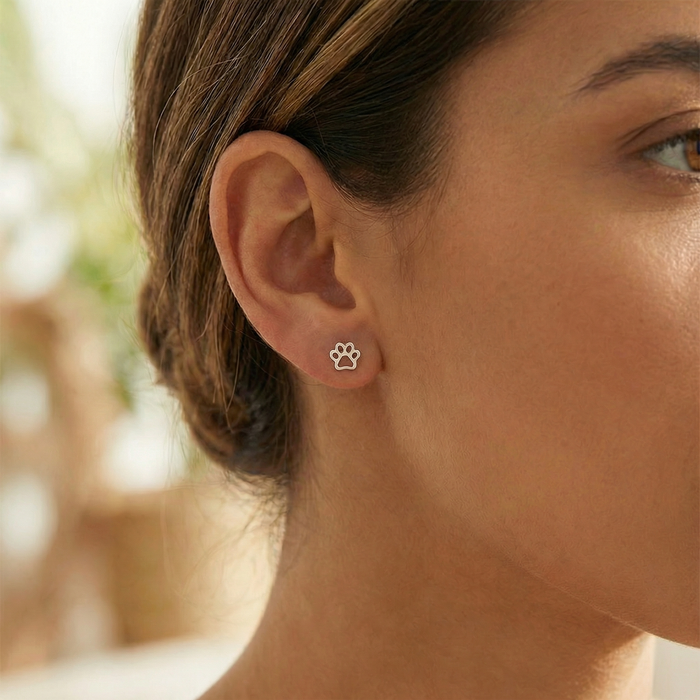 Silver Paw Studs