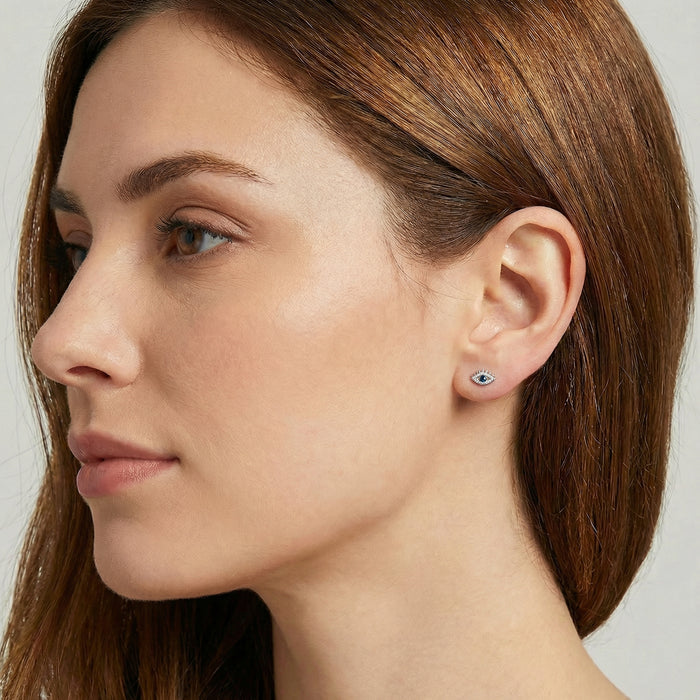 Silver Mini Evil Eye Studs