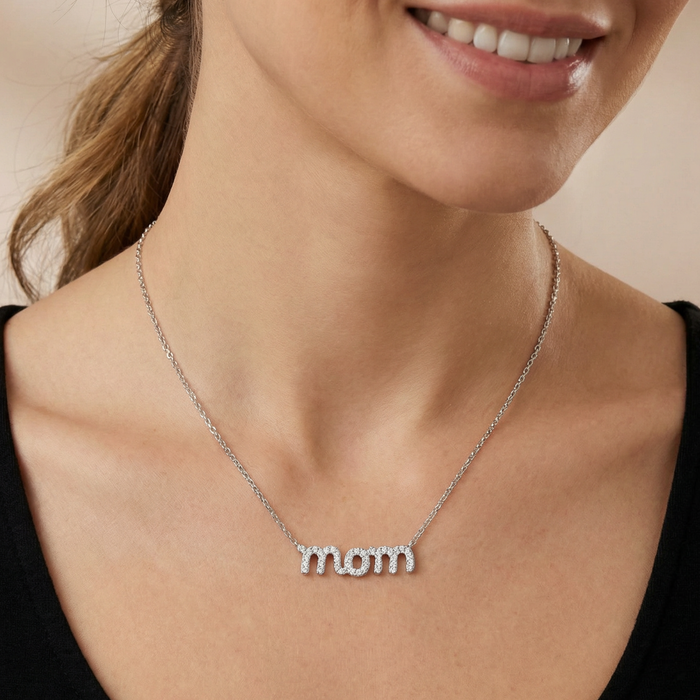 Silver Mom Love Necklace