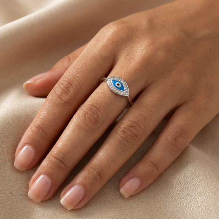 Silver Protective Evil Eye Ring