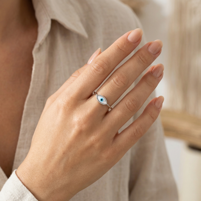 Silver Eternal Evil Eye Ring