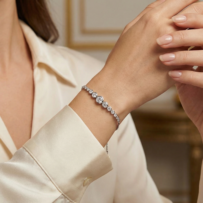 Silver Graduated Bezel Bracelet