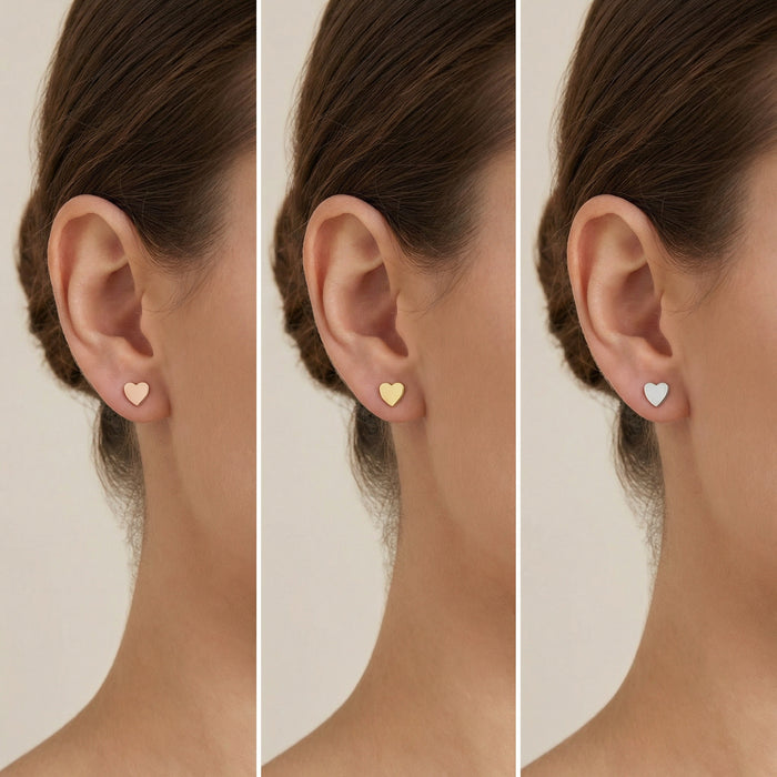 Gold Solid Heart Studs