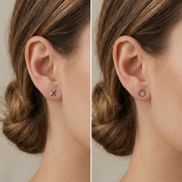 Gold X O Studs