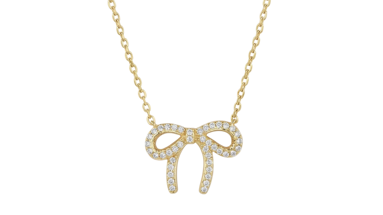Silver Ribbon Bow Necklace