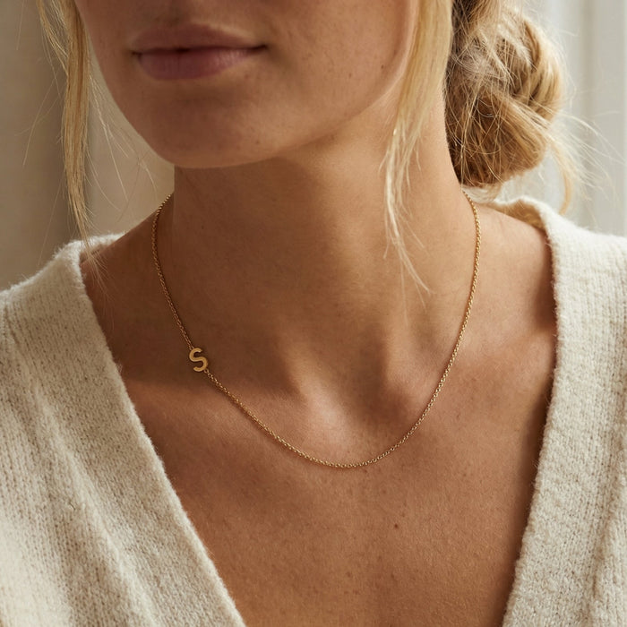 Gold Single Initial Necklace