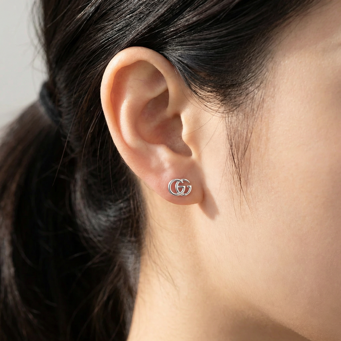 Petite GG Designer Inspired Silver Earrings