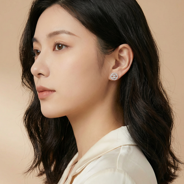 CC Designer Inspired Silver Earrings