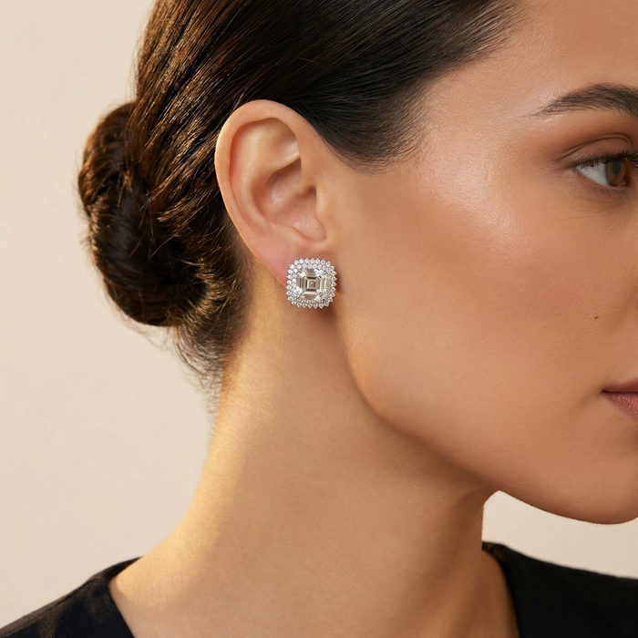 Silver Diamond Inspired Studs