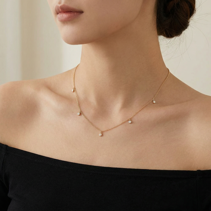 Diamond Bezel Charm Necklace