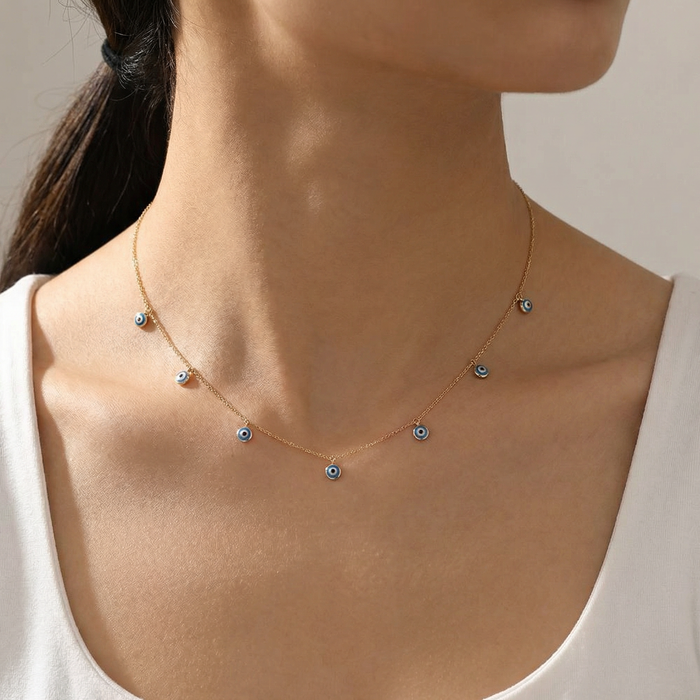 Dangling Evil Eye Charm Necklace