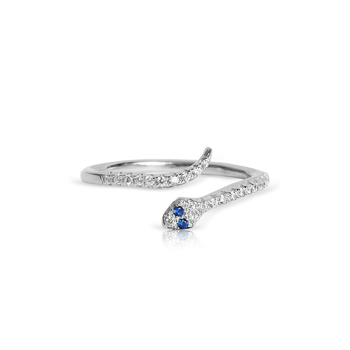 Silver Sapphire Snake Ring