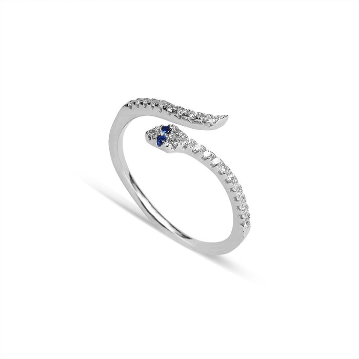 Silver Sapphire Snake Ring