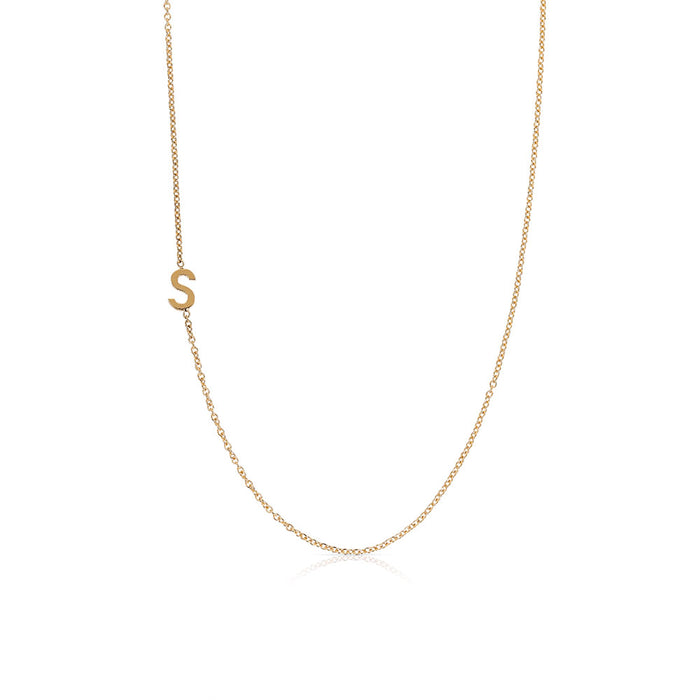 Gold Single Initial Necklace