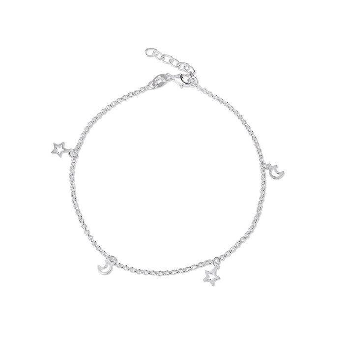 Sterling Silver Moon & Star Anklet