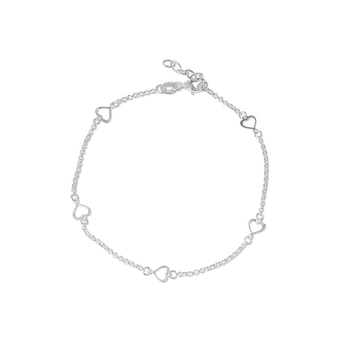 Sterling Silver Open Heart Anklet