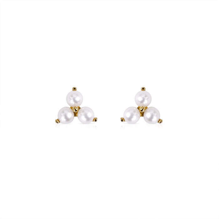 Triple Pearl Stone Studs